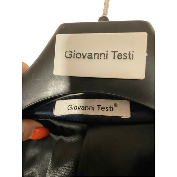 Giovanni Testi Men's 38R Tetron 2 Button Sports Coat Sequins Prom Blue Blazer - Picture 3 of 8